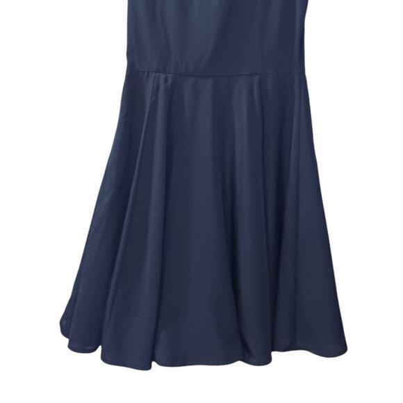 EXPRESS Dress Whimsigoth Black Fishnet Straps Circle Bias Cut Size 6‎ Navy Blue - Picture 4 of 12